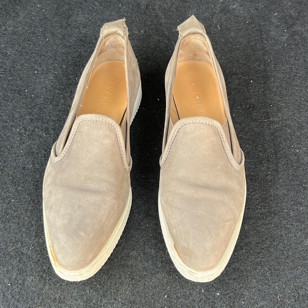 Everlane slip on shoes pointed gray sneaker street leather